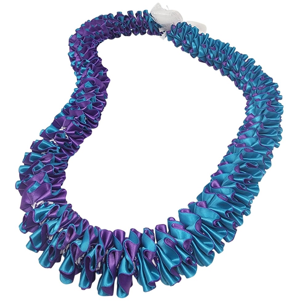 Ribbon Lei Purple Teal Hawaiian Graduation Dance Party‎ Celebration